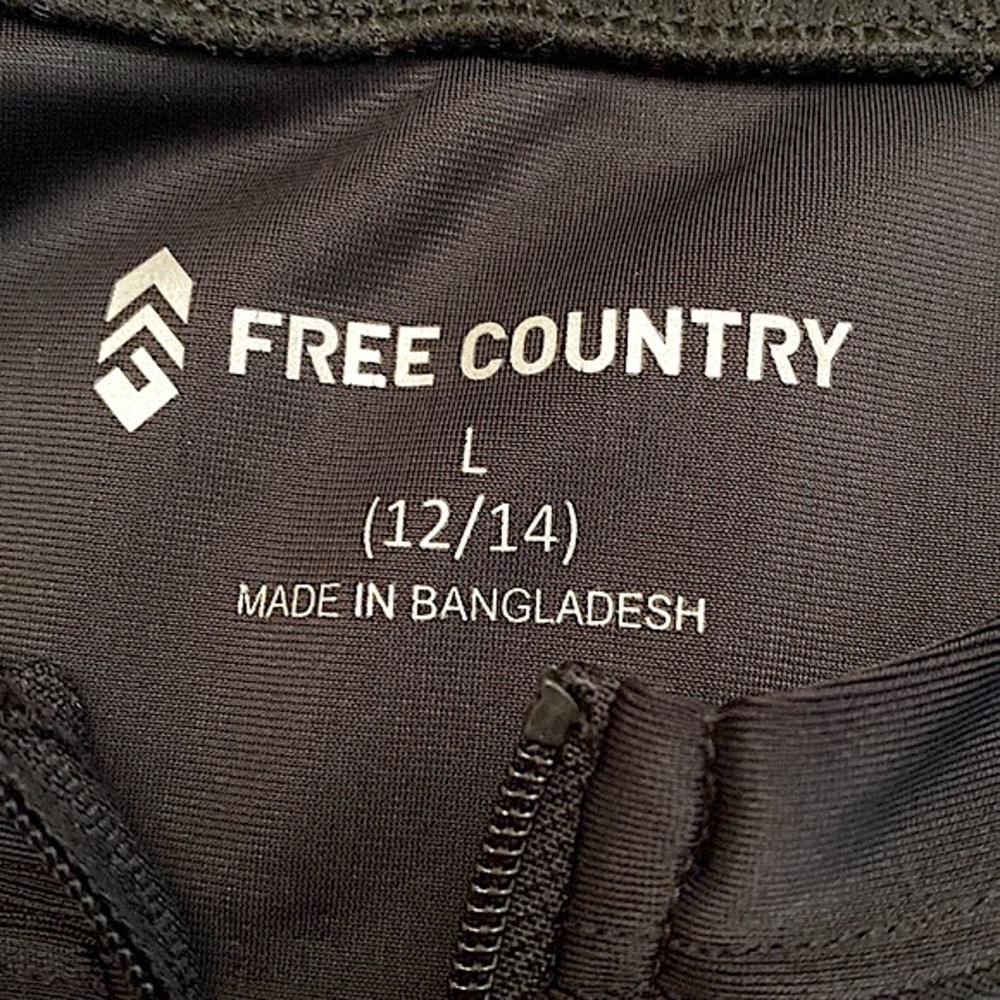 Free Country Black Grey Sun Block Camo Print SZ L UPF 50+ Outdoor Athletic Top - Picture 10 of 14